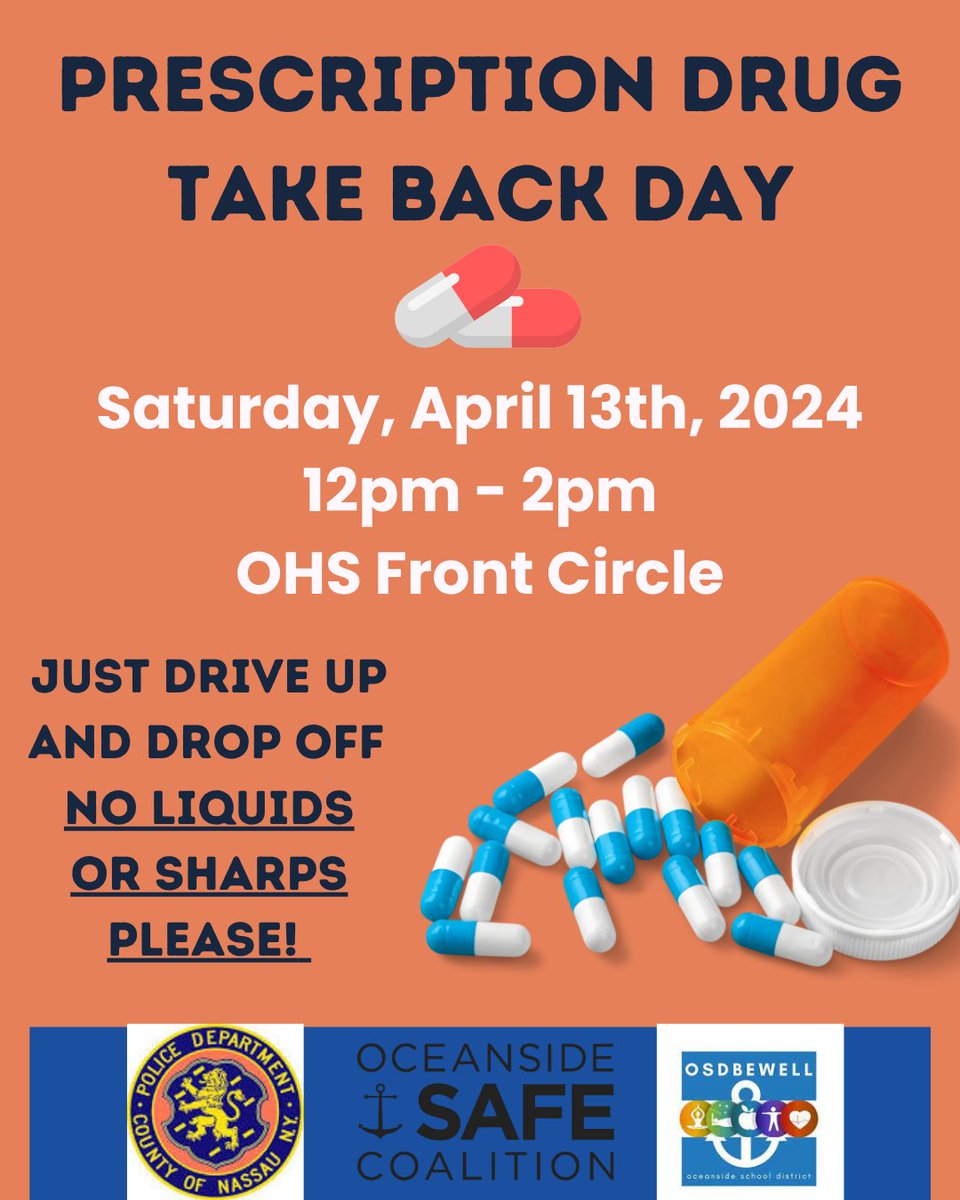Saturday, April 13th, 2024
It's that time again to clean out your medicine cabinets.
Drop off all medications except Sharps and Liquids. Deterra Bags and informational material will be available at drop off while supplies last.