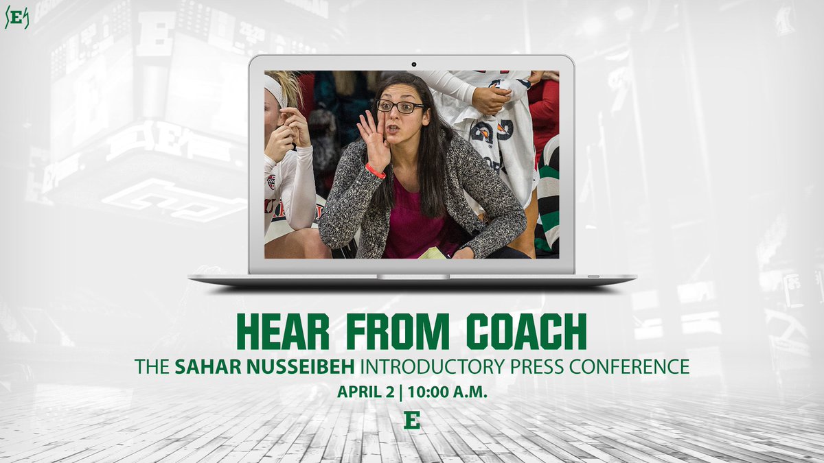 📢CALLING ALL MEDIA...👂 Don't miss out on your first chance at our newly anointed head coach, 𝙎𝙖𝙝𝙖𝙧 𝙉𝙪𝙨𝙨𝙚𝙞𝙗𝙚𝙝‼️ (@Coach_Sahar) Press Conference: emueagles.com/watch #EMUEagles