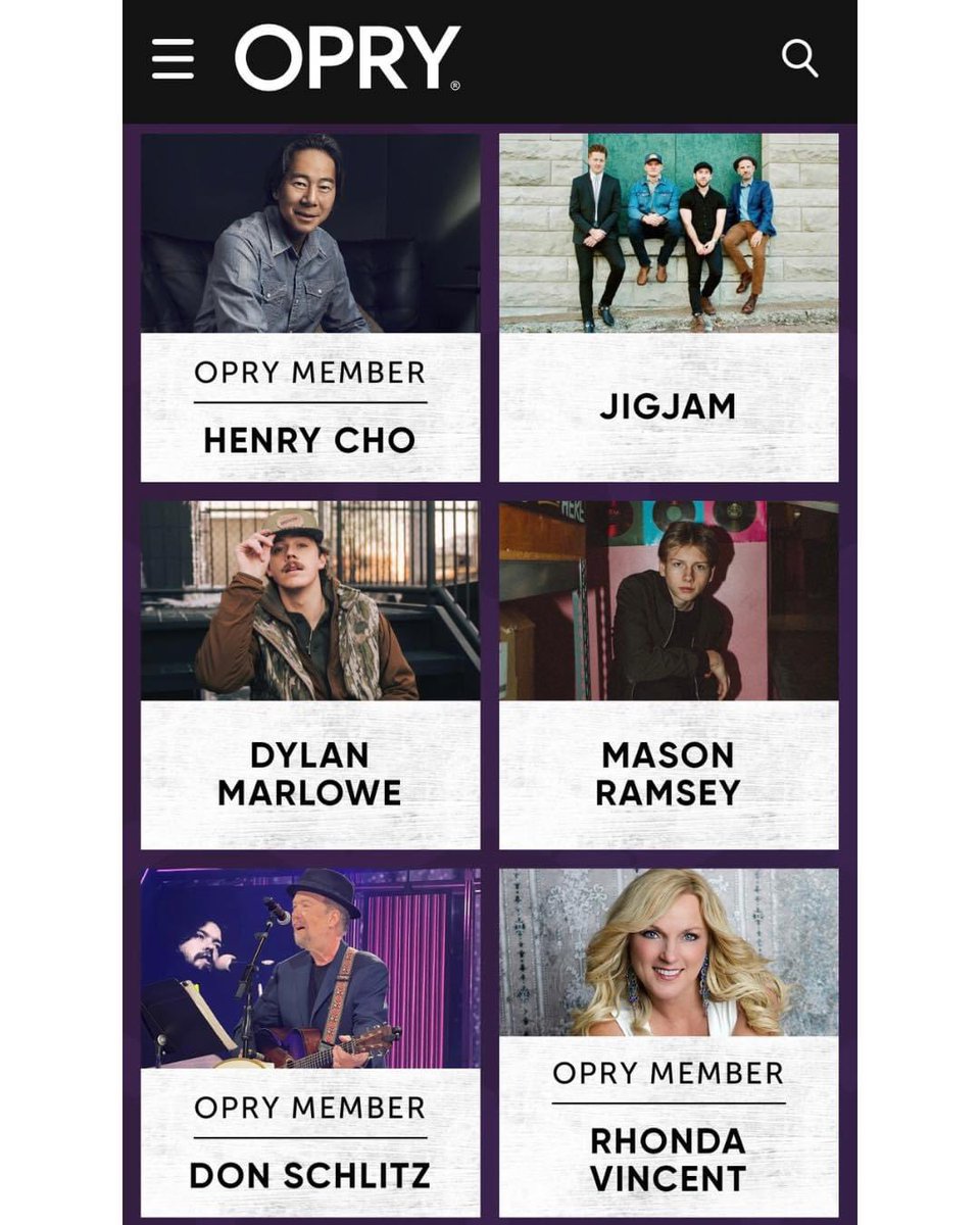 Here’s the lineup so far for our @opry performance Wednesday night in Nashville! We will be joining some fantastic acts like @RhondaVincent13 , @masonramsey (Lil Hank Williams), @_dylanmarlowe , Don Schlitz, @henrychocomedy and more acts to be announced! Can’t wait to be back!