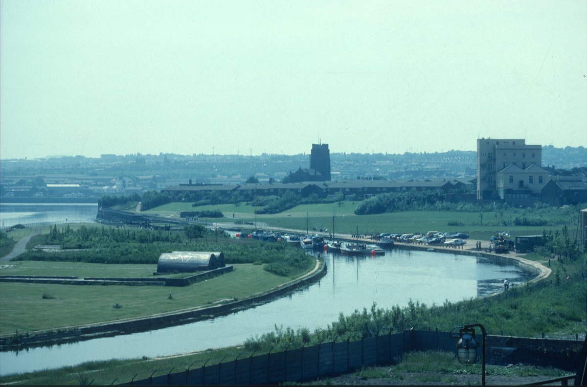 Still a bit of a fave - looking towards the Catalyst building (before we were there!). Showing the #SankeyCanal and #SpikeIsland before the trees took over! c1983-1985 #widnes