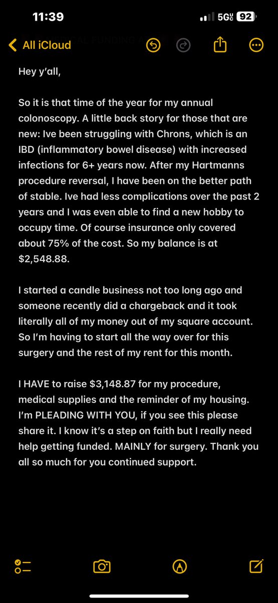 🚨🚨MEDICAL FUNDING ASK🚨🚨 So it is that time of the year for my annual colonoscopy. (Backstory in Picture) Goal: $3,148.88 PP: @SydneyLaShaun CA: SydneyLaShaun IG Candle Page: instagram.com/littlefirestar…