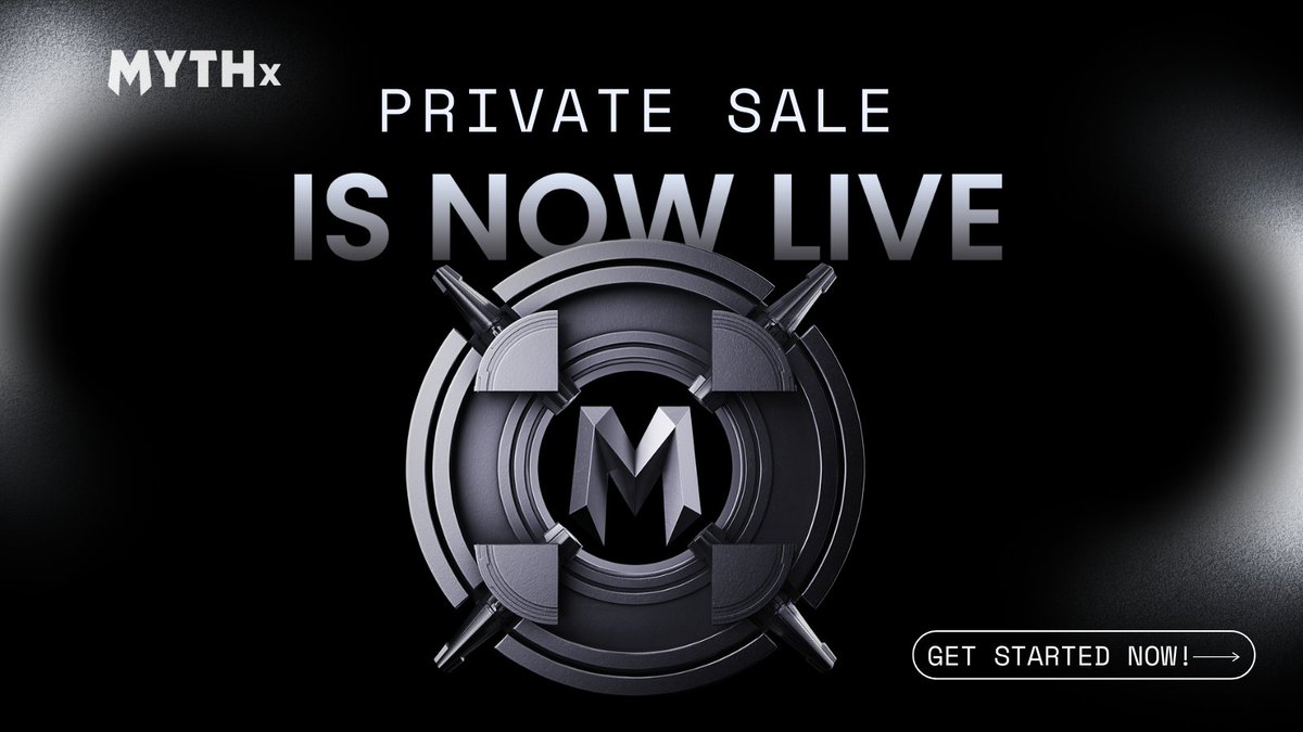 MYTHx PRIVATE SALE IS NOW LIVE 🚨 We're thrilled to share that the private sale for the $MYTHx token is now live. Key Details: → 0.12$ Per Token → 1.2% Of Supply Unlocked On TGE → 3 Month Cliff → 6 Month Vesting Period Available NOW: token.myth.fans