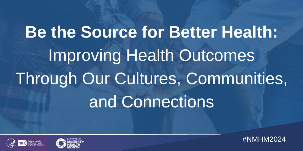 NIMHD envisions an America where all populations have equal opportunity to live long, healthy, productive lives. During #NMHM, we focus mainly on the health of racial and ethnic minority communities. Learn more about NMHM 2024: 

bit.ly/3N1Pq8t #NMHD2024