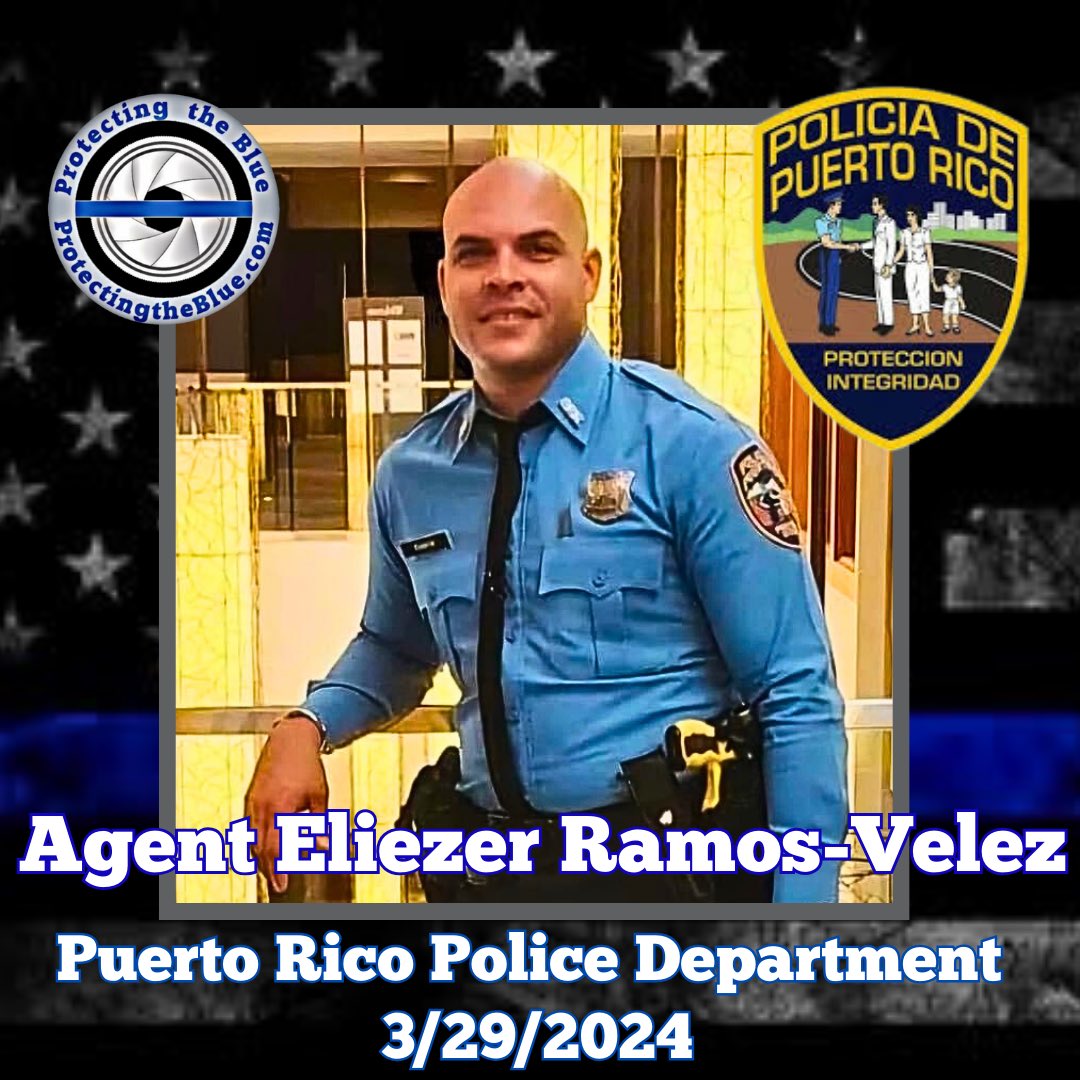 1/2 RIP. Puerto Rico Agent Eliezer Ramos-Velez was murdered when he was shot & killed while following several off-road vehicles shooting guns in the air & at passing cars. He had served with the Puerto Rico PD for 12 years & is survived by his girlfriend and infant son.