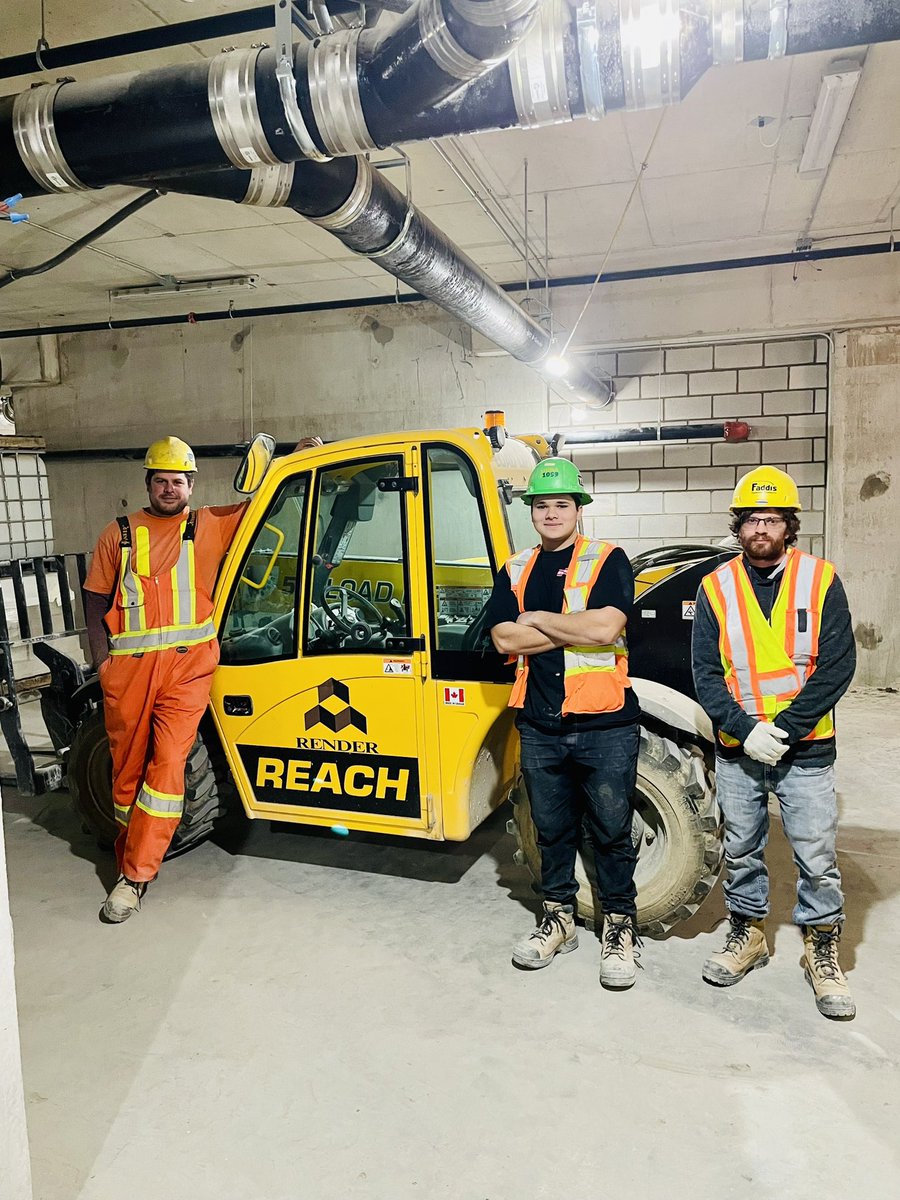 It’s #MemberMonday! This is #Local1059 steward Andrew Weir w/ apprentices Cameron Mahmood & Mike Stamp. This crew is laying block walls at Centro, a luxury high-rise building in the downtown core/the tallest building in #ldnont. Keep up the great work #BuildingOurCommunity 👏