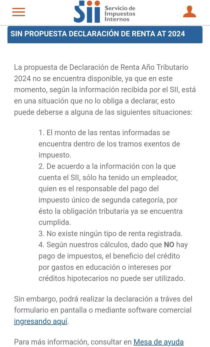 DoctoreRod's tweet photo. @SII_Chile Consulta: Tengo empleador y en diciembre 2023 emití adicionalmente una boleta. Ahora, ingreso a declarar renta y me sale esto… ayuda please 😭#sii https://t.co/YxPXjeeIlY