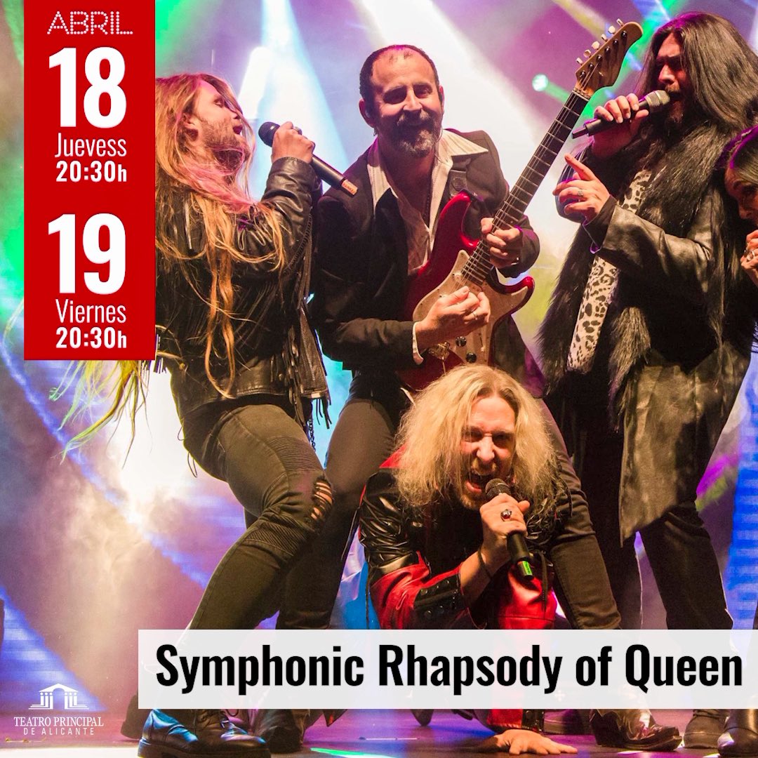 Este mes llega al Principal “Symphonic Rhapsody of Queen” 🕺🏻, un espectáculo internacional lleno con las grandes canciones de Queen. Un nuevo espectáculo con cantantes internacionales y una potente y Gran Banda de rock 🎸🤘. 👉Info y entradas en teatroprincipaldealicante.com