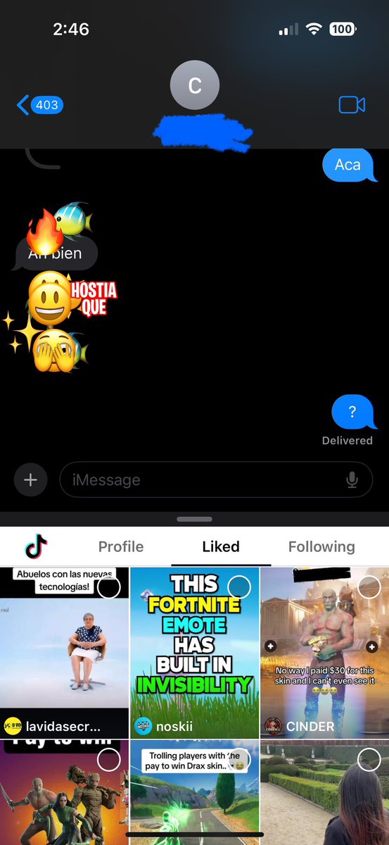 RetroOssa's tweet photo. Una función muy firme de #iMessage es poder tener TikTok literalmente integrado en la misma app.

Puedes incluso ver el contenido sin salir del chat y después compartirlo 

iMessage también puede integrarse con otras apps, pero esta en particular me gustó mucho. https://t.co/PlXhDASEYI