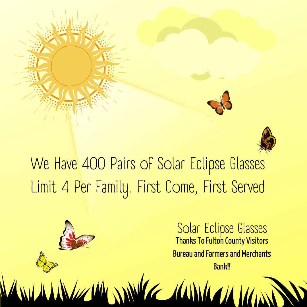 LibraryWauseon's tweet image. We have solar eclipse glasses available for the public. First come, first served. Limit 4 per family.