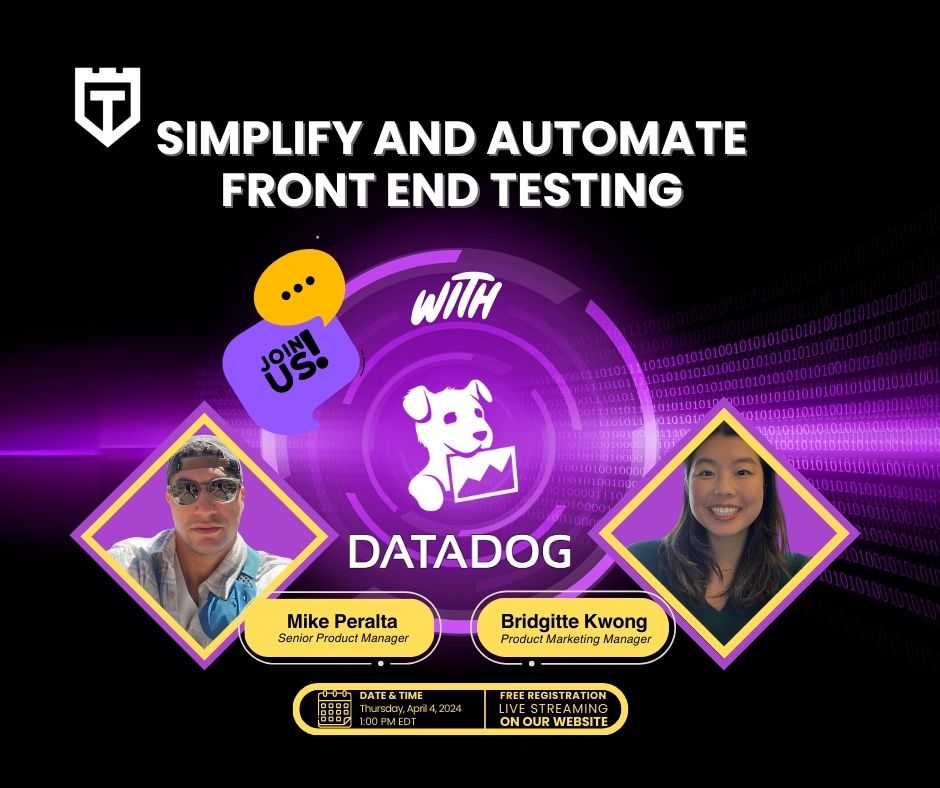 testguilds's tweet image. Tired of siloed #testingtools that complicate troubleshooting? See how #DatadogSyntheticMonitoring integrates with your stack for seamless testing and monitoring. Sign up for our free training session. 👉 testguild.com/webinar-simpli… @datadoghq