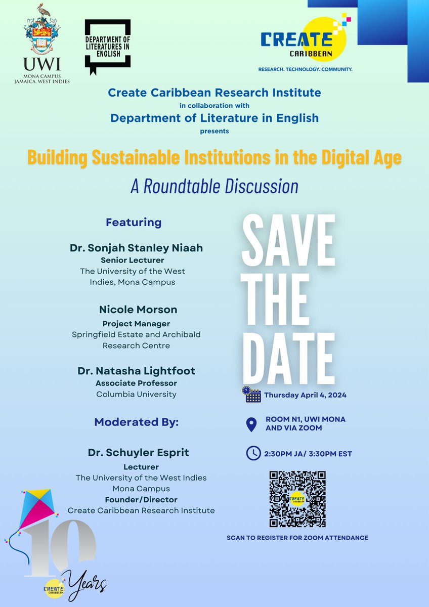 As #CreateCaribbean marks #10years of service in 2024, we want to think about the ways we can strengthen organizations working at the intersection of culture, education and technology in the Caribbean. Join us for a discussion on Thursday, April 4 for a hybrid roundtable event.