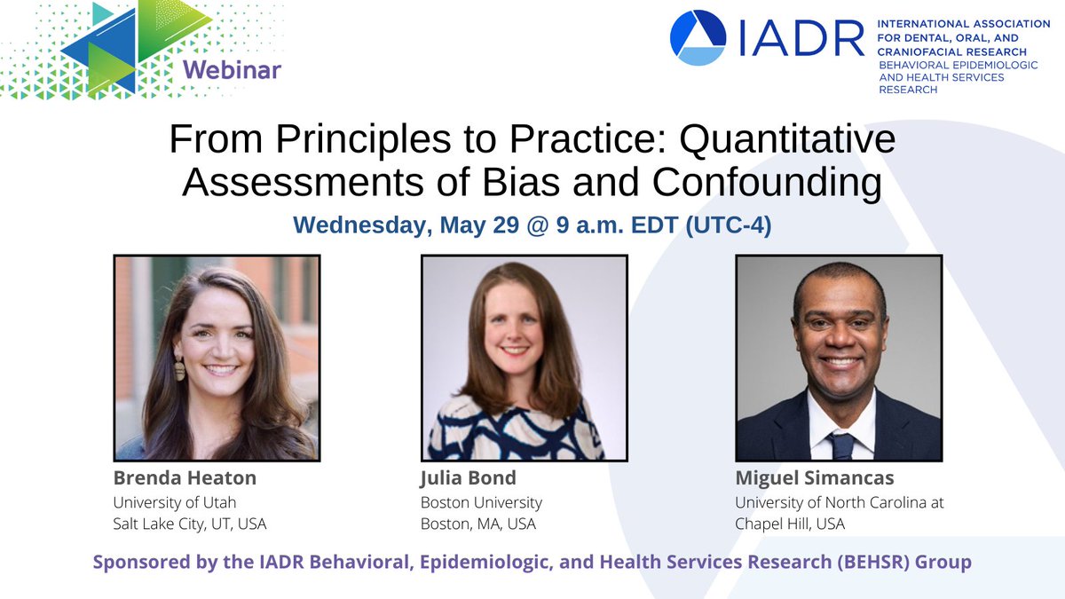 Join us on May 29th for the next installment of our IADR BEHSR Webinar Series, open to IADR members only! Learn more: ow.ly/eouh50R5RzP Become a member: ow.ly/lthX50R5RzQ