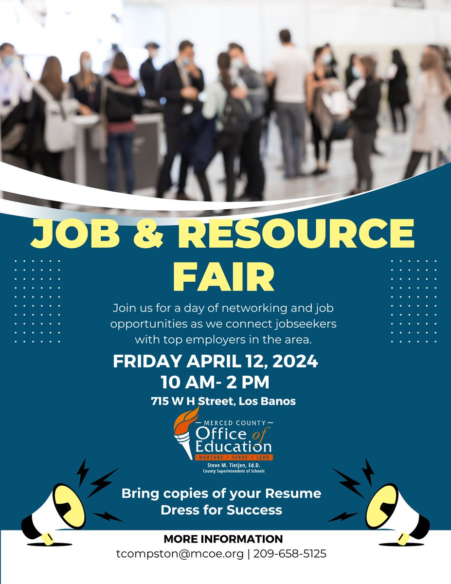 Discover exciting career opportunities and connect with local resources at the Los Banos Valley Community School Job and Resource Fair! 🗓️: April 12 ⏰: 10 a.m. - 2 p.m. 📍: Los Banos Valley Community School 715 W. H Street, Los Banos Don't miss the valuable networking event!