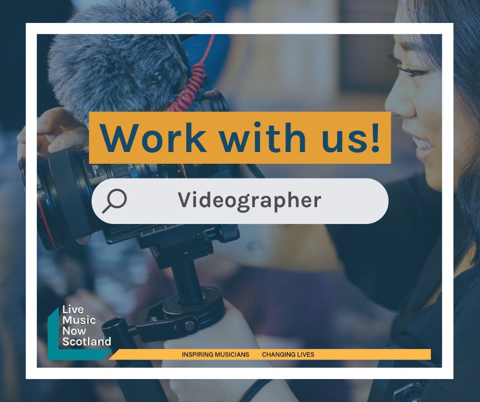 Freelance #videography job opportunity! Live Music Now Scotland and @southayrshire Council’s Creative Learning Network are looking to work with a #videographer to capture the outcomes of a 2-year project. livemusicnow.scot/about-us/work-…