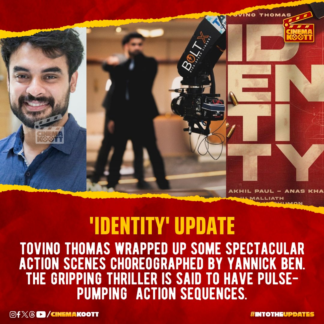 #Identity - Update 

#TovinoThomas #TrishaKrishnan #AkhilPaul #AnasKhan #VinayRai 

_
_
#intotheupdates #cinemakoott