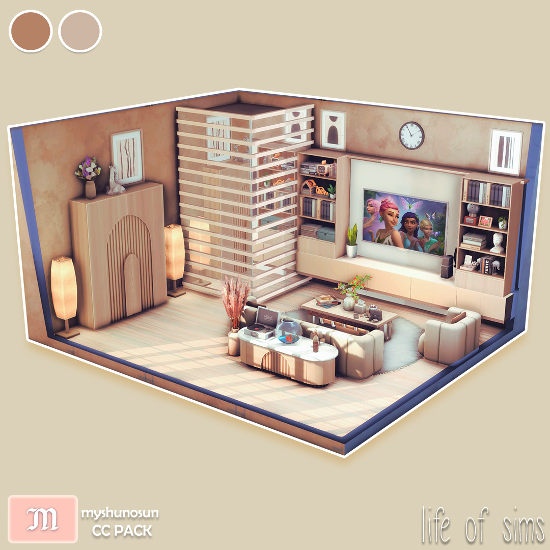 For this living room I decided to approach the Marie Kondo style. ✨🤍 Thank you very much for this CC PACK 🥰 @myshunosun #ShowUsYourBuilds #TheSims4 #Sims4