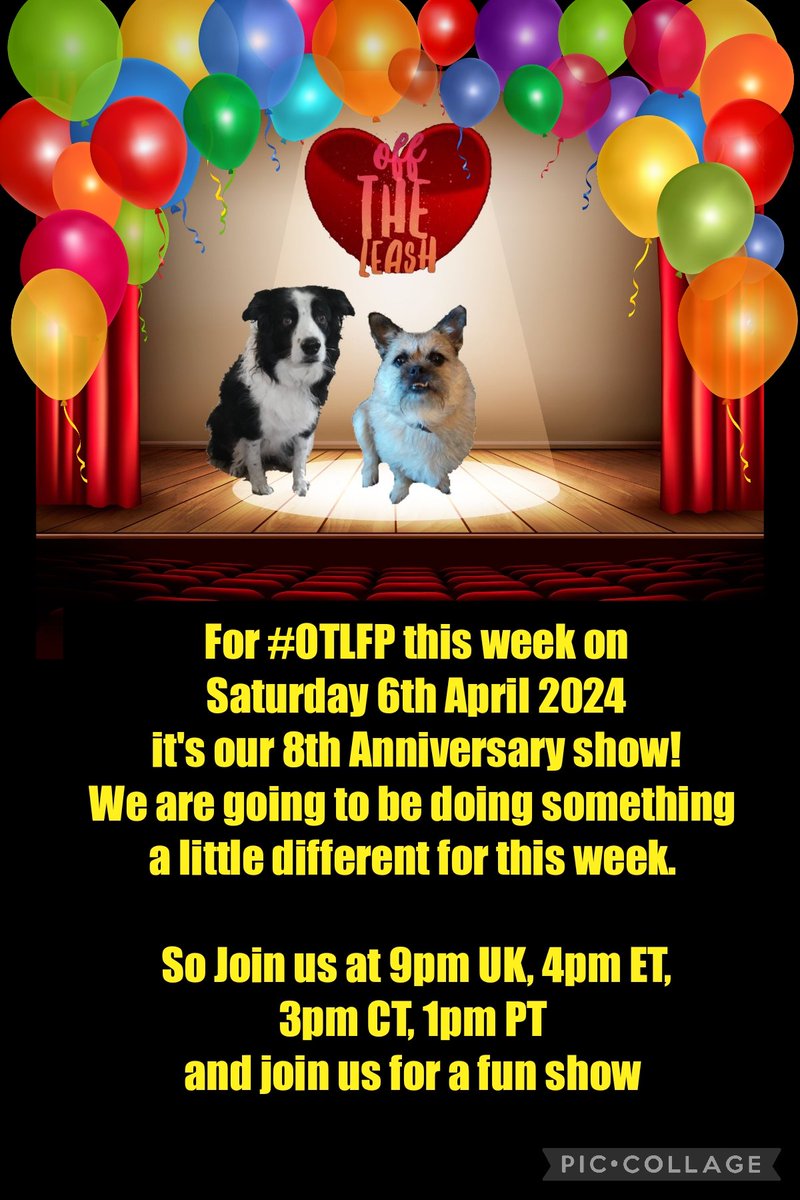 BREAKING NEWS! Attention please For @OffTheLeashFP #OTLFP on Saturday 6th April It's our 8th Anniversary show 😄🎈 Come along & Join the fun 9pm UK 4pm ET 3pm CT 1pm PT Search🔎#OTLFP to join in & follow the show