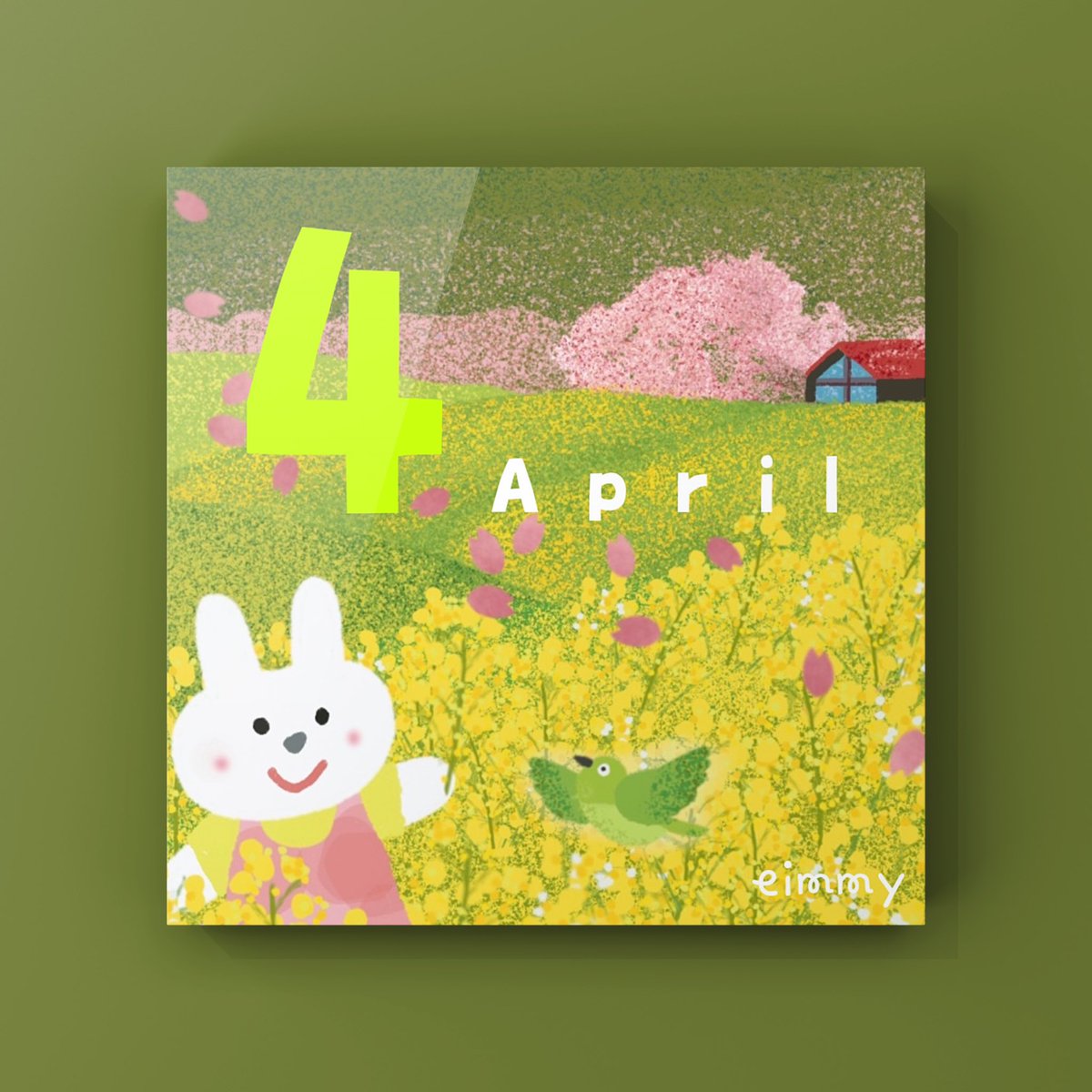 eimmy83's tweet photo. 【今月の待ち受けイラストです】

4月は菜の花畑で遊んだよ🟡🌸
春がやってきたよ〜！

🐰＜みんなをよんでお花見ピクニックしよう🌸

#art #artwork #illustration  #まいにちeimmy #らくがき #らくがき日記 #イラスト #イラストレーター #壁紙無料配布 #Illustrator #eimmy #壁紙 #🌸 #🟡 #菜の花 https://t.co/WEZzWKvyO6