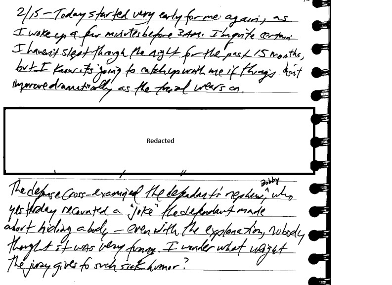 @TManitowoc @JButing @TManitowoc @allegedlyashow After having the night to 'interview' Bobby during the night of 2/14 (Happy Valentine's Day), the defense in fact found the reports that were sent to them summarizing the 'joke' . The next day, 2/15, I noted in my trial journal that the defense…