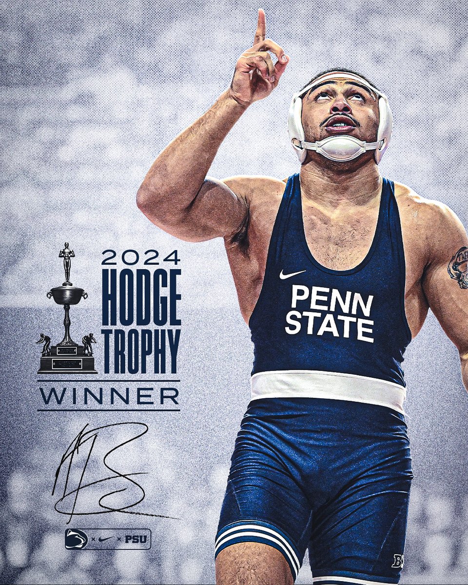 🦁 AARON BROOKS // 🏆 The 2024 Hodge Trophy Winner // 🔥 Penn State's seventh overall Trophy // 🚨 Read it at GoPSU! // 🦁 #PSUwr gopsusports.com/news/2024/4/1/…