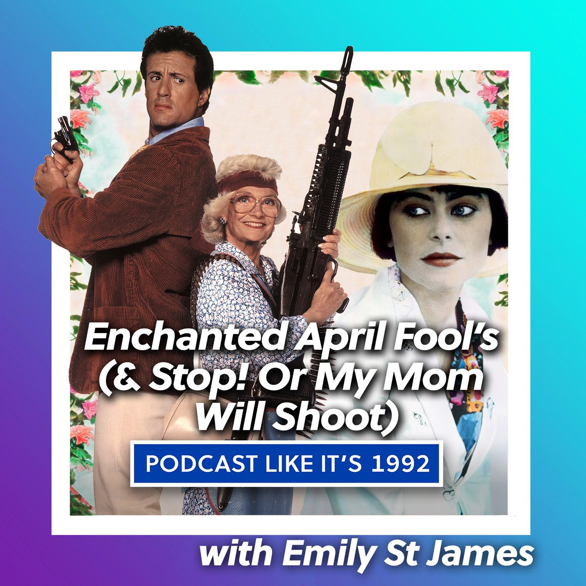 It’s Enchanted April (Fools) on @podcastlikeits 1992 this week as @emilystjams and I obviously discuss Enchanted April and Stop! Or My Mom Will Shoot. We talk Golden Girls, Miramax period pieces and Stallone in a diaper. It’s a lot. You’re not going to want to miss it.