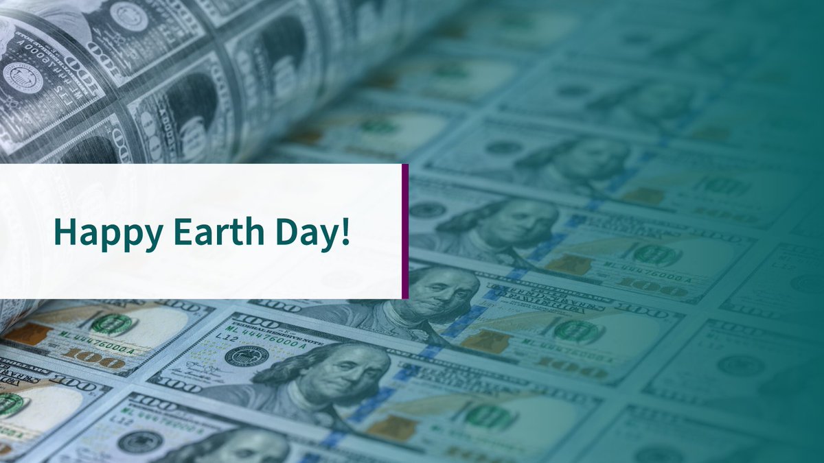 Happy #EarthDay! Celebrate by observing how “green” our currency is.​ The paper used for printing #UScurrency is a unique blend of 75% cotton and 25% linen. Learn more: go.uscurrency.gov/yyo.