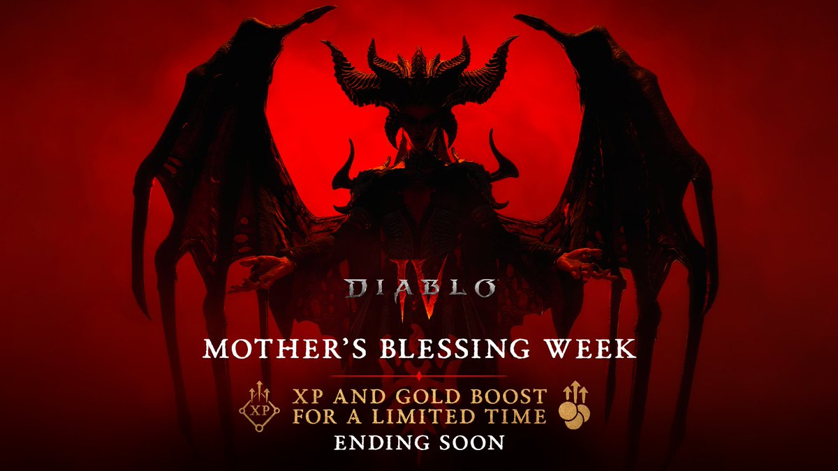 Her generosity is not eternal. Mother's Blessing ends at 10 AM PT tomorrow. Take advantage of 35% more gold and XP while you still can.