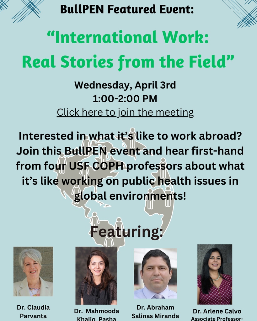 Tune in to hear from Salud Latina and USF COPH faculty about working abroad in public health! 

@usfhealth <a href="/usfcoph/">USF Public Health</a> <a href="/calvoae4/">Arlene Calvo</a> <a href="/CienciaPTY/">Ciencia En Panamá   #CienciaEnPanamá</a> <a href="/indicasat/">INDICASAT-AIP</a> <a href="/InstitutoGorgas/">Instituto Conmemorativo Gorgas</a> <a href="/pahowho/">PAHO/WHO</a> <a href="/COPHActivistLab/">USF College of Public Health Activist Lab</a> <a href="/TGHCares/">Tampa General Hospital</a> <a href="/TampaHoy/">tampahoy.com</a>