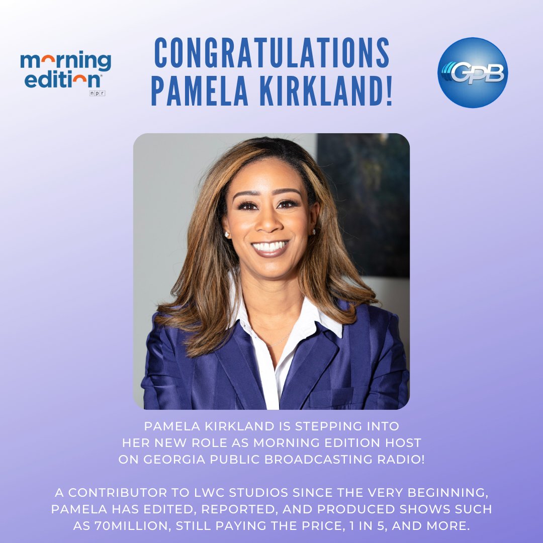 ✨BIG Congratulations to <a href="/PamelaKirkland/">Pamela Kirkland</a> for her new role as Morning Edition host on <a href="/gpbmedia/">gpbmedia</a> ! A contributor to LWC Studios since the very beginning, Pamela has edited, reported, and produced shows such as 70million, still paying the price, 1 in 5, and more.