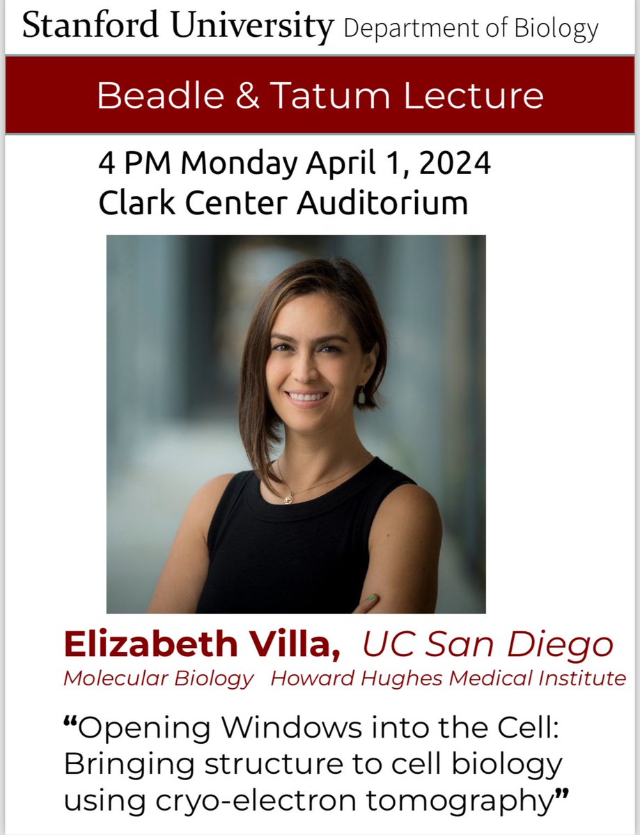 Excited to be hosting #cryoET #TeamTomo superstar Dr. Elizabeth Villa for the Beadle & Tatum named lecture today!! Can’t wait to hear about all of the exciting new work coming out of  @TheVillaLab 🤩❄️🔬
