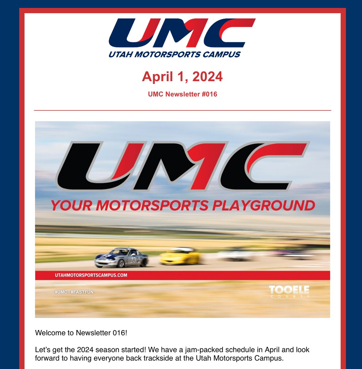 Missed our Monthly Newsletter this morning? Be sure to email Marketing@UMCampus.com to get added to our distribution list #UMC | #FastFun | #YourMotorsportsPlayground