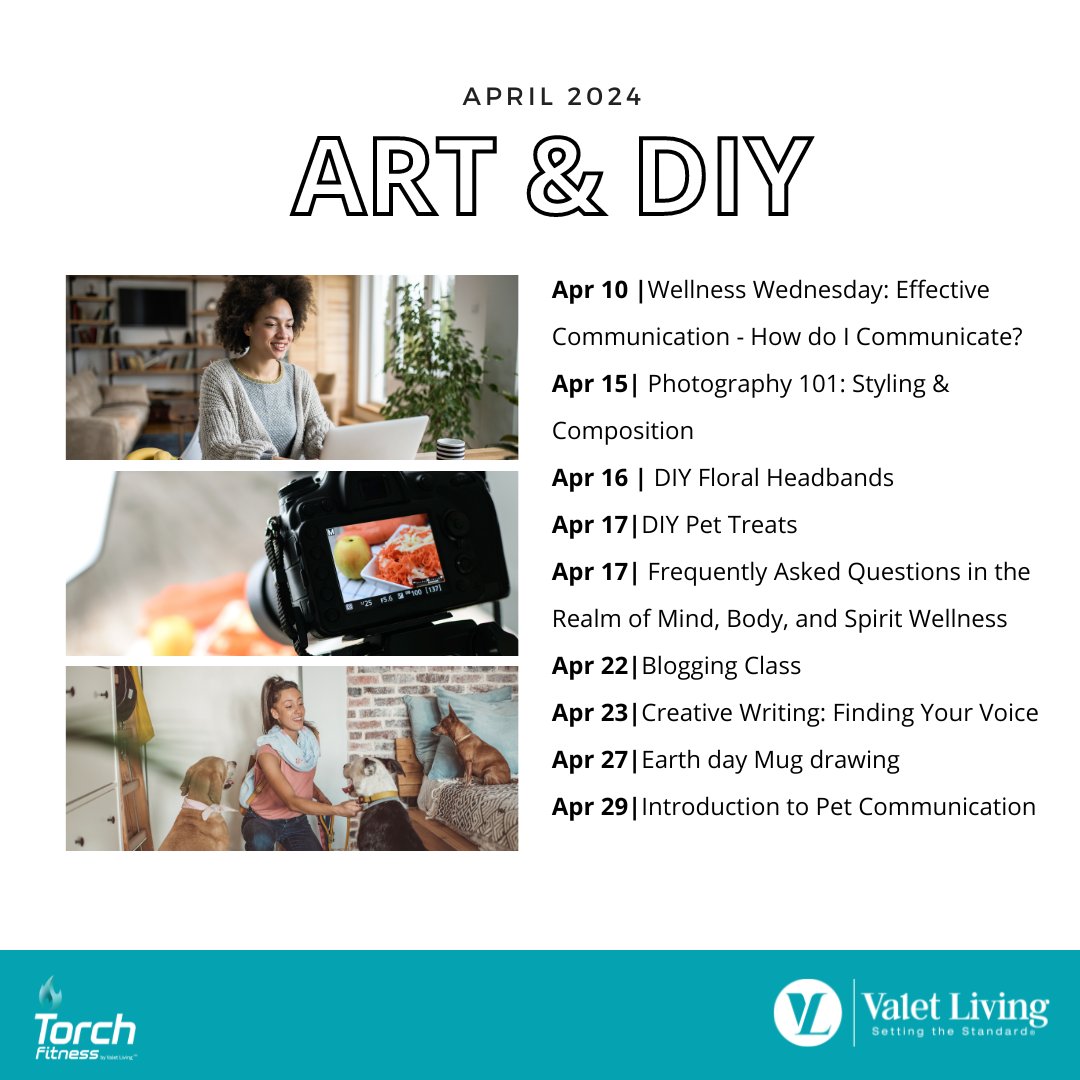 ValetLiving's tweet image. April is here! Check out the tasty virtual classes we have this month 🍣🍹

All classes can be accessed through the Valet Living Resident App 📲

What class are you looking forward to the most?

#TorchFitness #ValetLiving #VirtualClasses