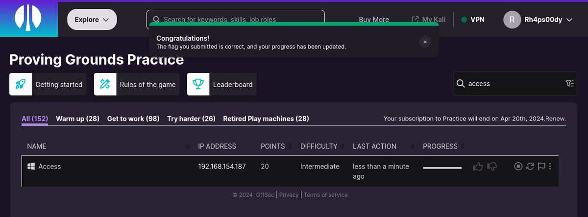 Access pwned! One less! #hacking #offsec #provinggrounds #cybersecurity