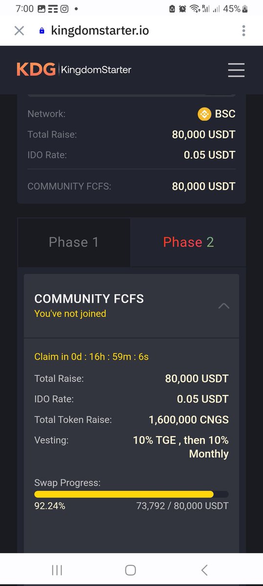 ✅️ CountingSwap #IDO is officially SOLD OUT on <a href="/Kingdomstarter/">KingdomStarter</a>! 🔥

🟠 That was FAST! 👀
🤝  thank you to all the participants!

🚀 Listing: April 2, 2024 10:00 UTC Time on Pancakeswap 

More details: t.me/officialCounti…

Claim your at: kingdomstarter.io/launchpad/comp…

#DeFi #BTC