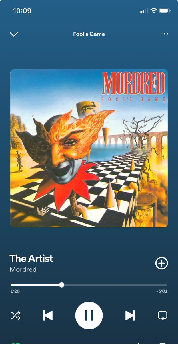 Had not played Mordred’s debut in way too long. Psilocybin cover, funky bass, hip hop beats and #thrashmetal guitars. The Artist is such a phenomenal track #NowPlaying - Fool’s Game @KManriffs