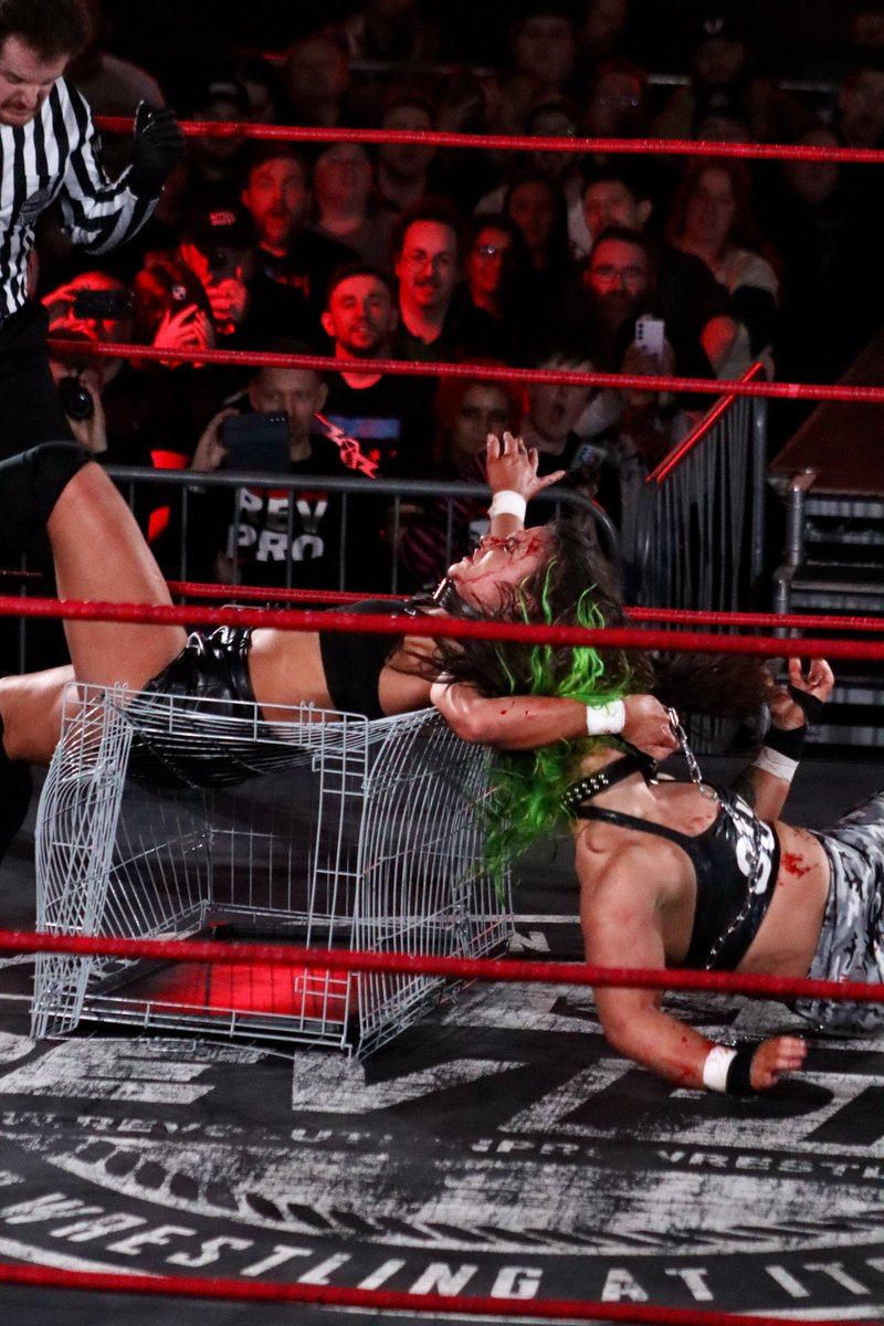 Suplex on the dog cage by Dani. Insane ダニー・ルナ v アレックス・ウィンザー Dani Luna v Alex Windsor @RevProUK Revolution Rumble @ York Hall, London 31 March @DaniLuna_pro @HailWindsor