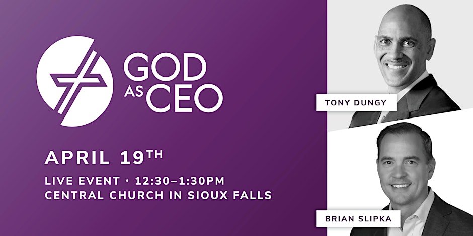 Excited to welcome @TonyDungy and @briankslipka to Sioux Falls for this great event. Both great men, and Tony speaks from the heart in a way few leaders can. Tickets are going fast at eventbrite.com/e/god-as-ceo-f…