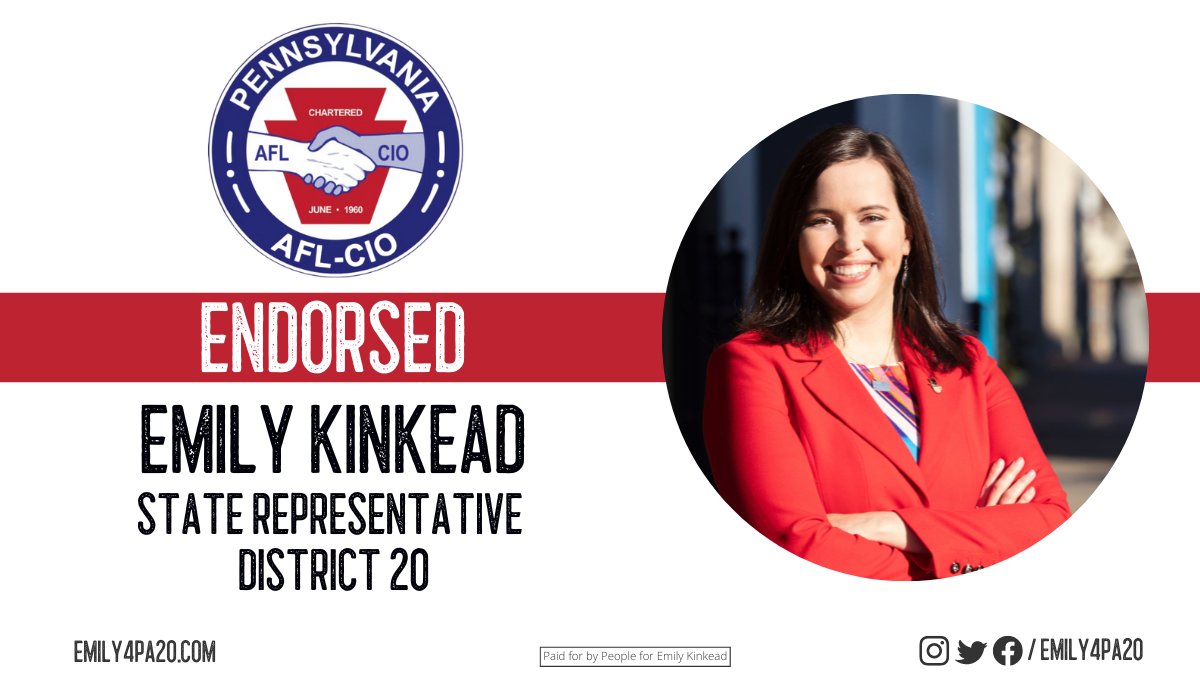 From day one I have been fighting for union rights, job safety, and living wages. I am proud to have the support of @PaAFL_CIO and will continue to stand by workers and organized labor in Harrisburg.