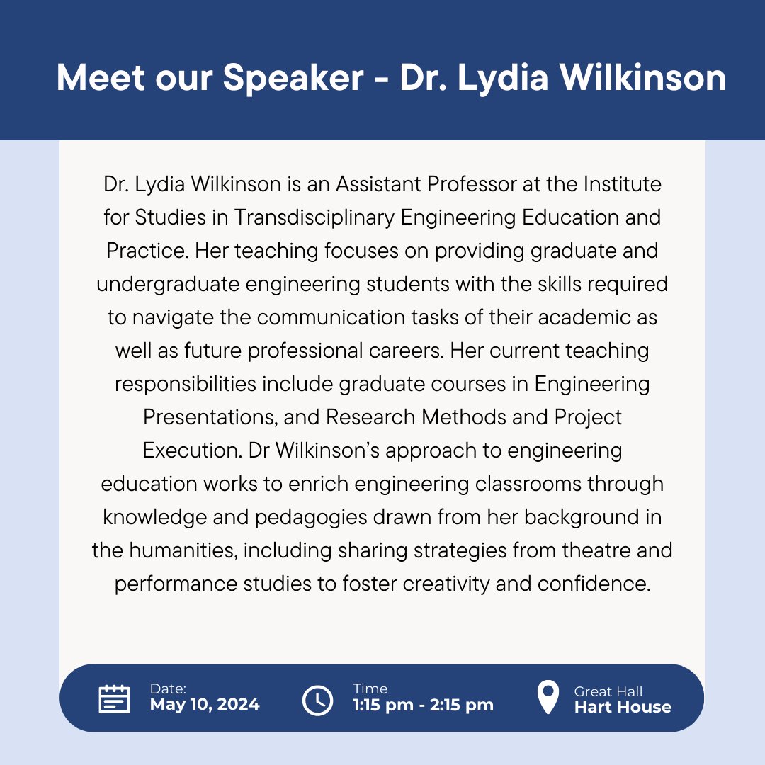 Not only do we have amazing keynote speakers for #ToBE2024, we also have superb workshops lined up! First up, we have Dr. Lydia Wilkinson! Get excited to learn more about effective communication! @bme_uoft @UofTEngineering @UofT @MilosRPopovic