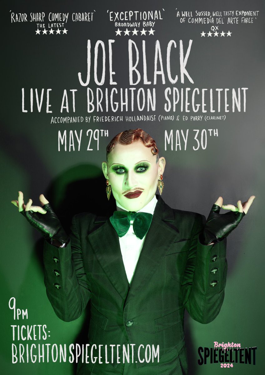 It’s that time of year again! My annual Brighton Spiegeltent solo show. Except this year, not so solo. I’ll be accompanied by Friederich Hollandaise on piano and Ed Parry on clarinet. While I take up some other instruments to join in on the fun. May 29th & 30th! @BSpiegeltent