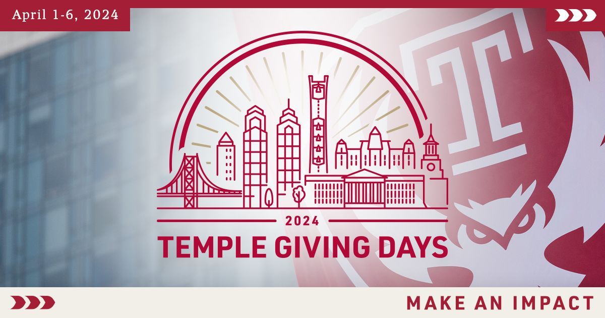 TheFamousDrEd's tweet photo. Temple Giving Days are underway this week (April 1-6). Join us to enhance our student-athletes experiences by supporting your favorite Temple Athletics team or our Owl Club Annual Fund at https://t.co/UGqJLKlJgZ. #GoOwls #TempleMade #TempleGivingDays https://t.co/sxWmr9yY6n