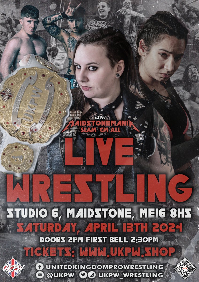 Join us in Maidstone on April 13th! 🕑2pm 📍Studio 6 - Rocky Hill, London Rd, ME16 8HS 🎟️UKPW.shop @DannyBlack_99 @JustJoeLando @JayAlexanderVST @KanjiDuku @KiraChimera