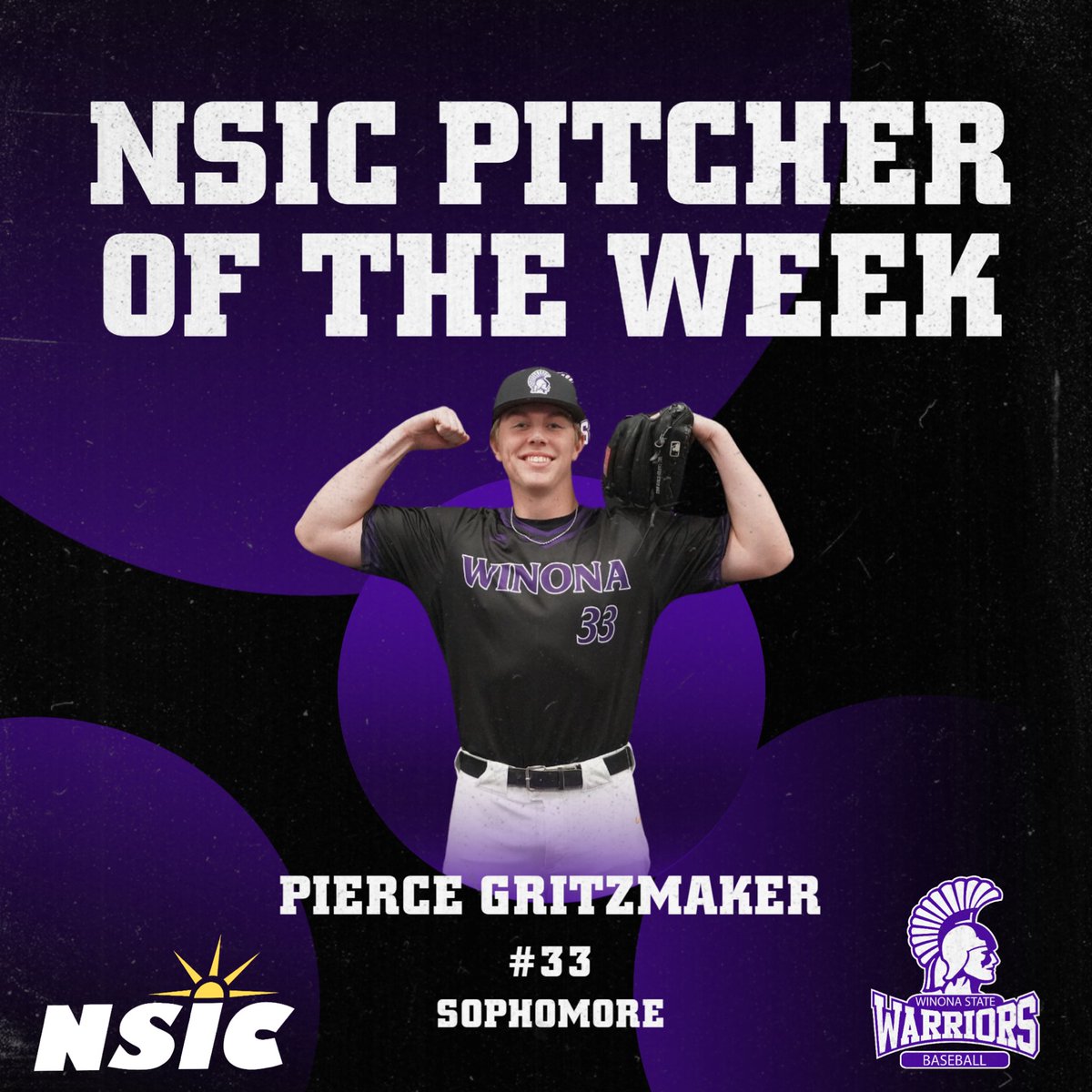 Our very own @piercegritz awarded NSIC Pitcher of the Week! 🥳💪🏽⚾️ #graduatechampions