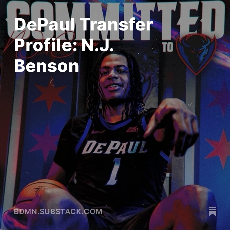 BlueDemonJonah's tweet photo. New words over at @BlueDemonMedia

DePaul secured another MVC transfer in N.J. Benson last Friday. I wrote about his time at Missouri State, what his style of play is, and how he could fit into next season's plans. 

More in the link below! 
https://t.co/s0DwyF7wUO https://t.co/2Pw5zVd9W8