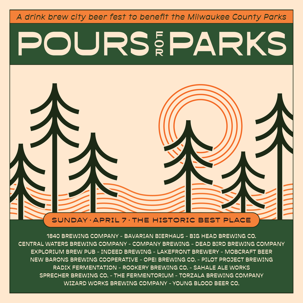 Pours for Parks is a brand-new beer fest featuring over 20 Milwaukee area breweries and benefiting Milwaukee @CountyParks! The fest is Sunday, April 7 at the @BestPlacePabst 🌿 Learn More → tinyurl.com/mspmfmpv