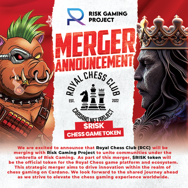 riskgamingco's tweet photo. 🚨MAJOR PARTNER ANNOUNCEMENT🚨

@Royal_ChessClub🤝@riskgamingco  
(Please support with a🔄if you are a holder)  

👀For Complete Details on how to benefit from both visit: https://t.co/LIG0gF20QP #CNFT #RiskArmy https://t.co/dbnAuf9wY2