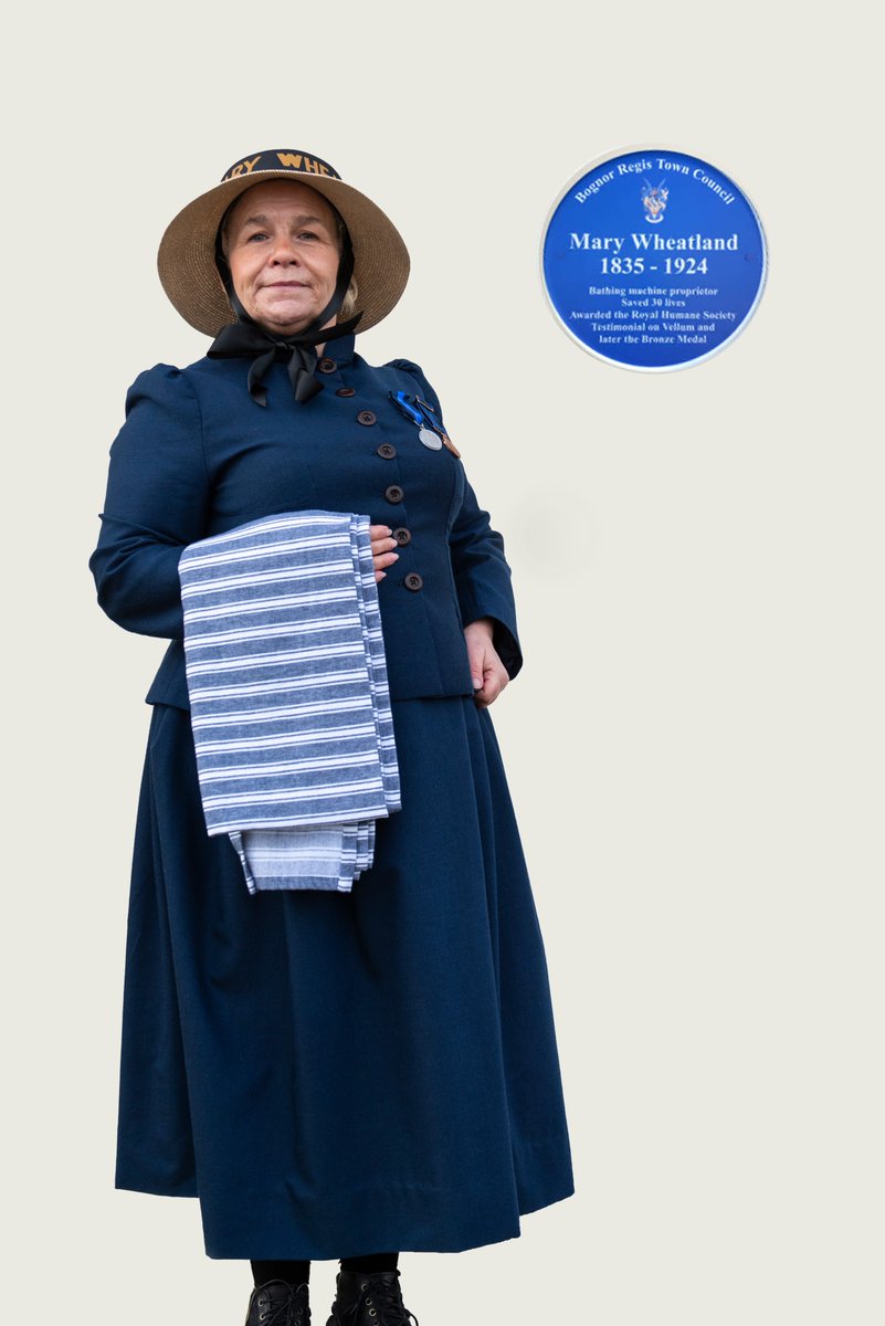 Today marks 100 years since Mary Wheatland's death, a legendary lifesaver, swimming teacher & bathing machine operator who was credited with saving over 30 lives at sea! Find out more about Mary & the Time Portal : brtimeportal.com Mary with her plaque📸Fiona Elizabeth