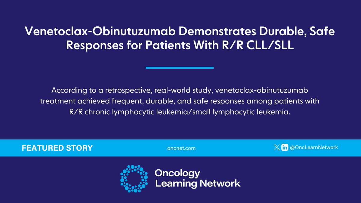 According to Matthew M Lei, PharmD, @MGHCancerCenter, and colleagues, “This retrospective cohort study demonstrated that [venetoclax-obinutuzumab] achieves frequent, durable responses and can be safely administered in [R/R] CLL/SLL.” Learn more:hmpgloballearningnetwork.com/site/onc/news/… @oncopharmd