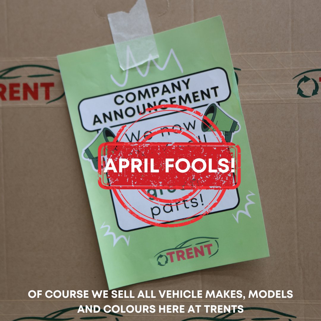 APRIL FOOLS! 🤪

Did we get you? Did you actually think we would only sell GREEN green parts? 

We sell all vehicle parts in every make, model, year, and colour! 🚗

#greenparts #vehiclerecyclers #trents #aprilfools #aprilfoolsday #vehicledismantlers #salvageyard
