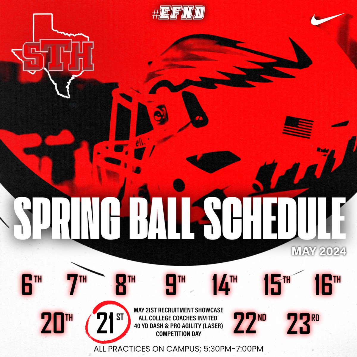 Five more weeks until we kickoff spring ball. This year, we’re coordinating one of our spring practices to be a Skill Showcase on May 21st. Any College Coach interested in joining us, let us know via this link: docs.google.com/forms/d/1kcadi…